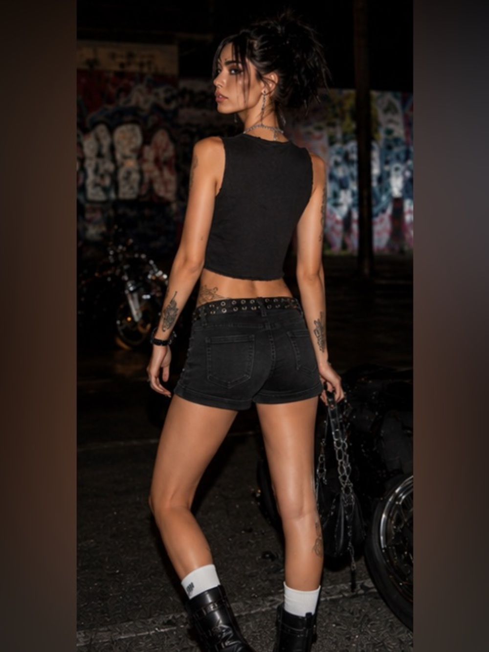 Hot Topic Black Zipper-Accent Denim moto Shorts - Picture 2 of 7